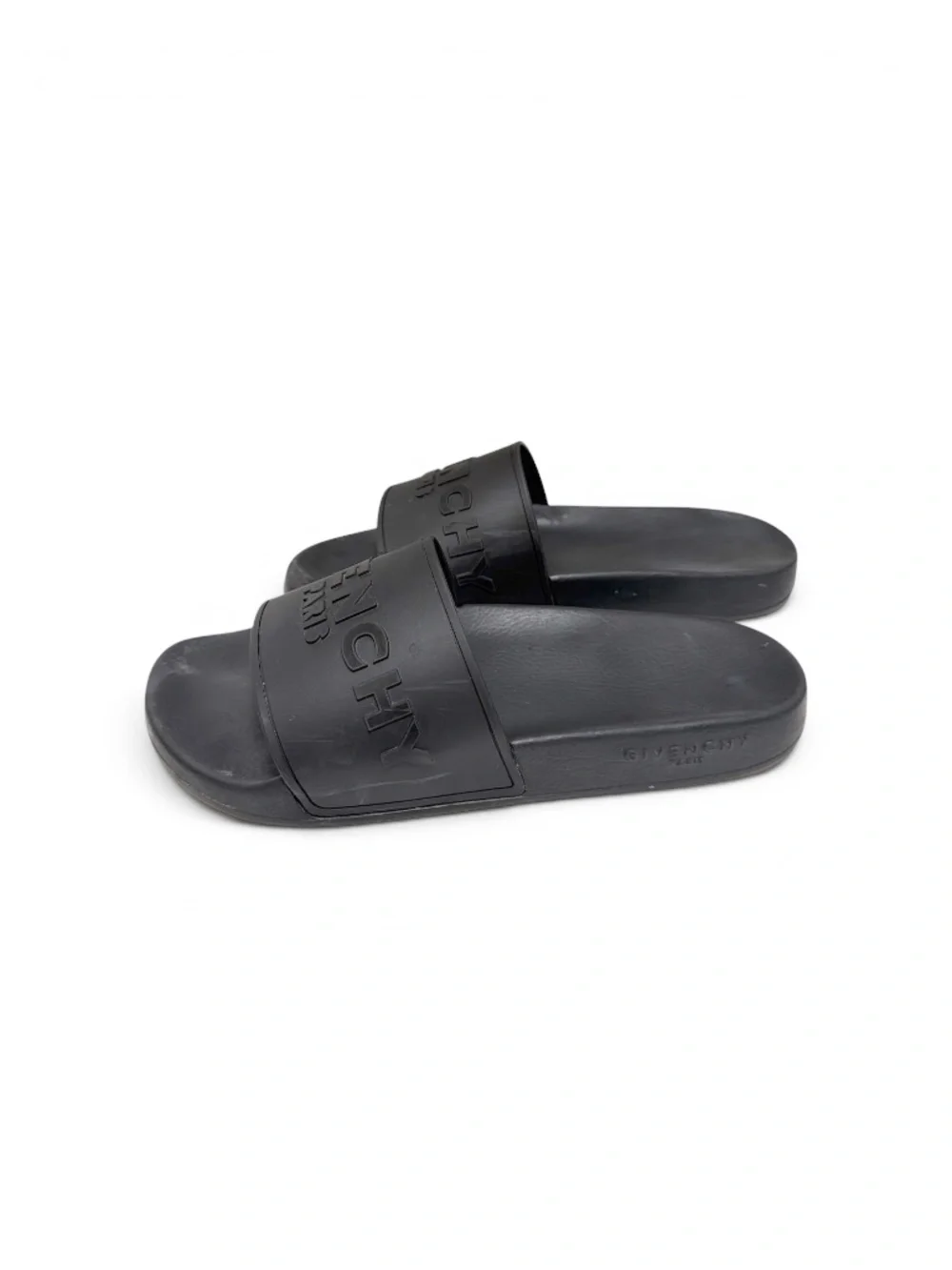 Givenchy Paris Black Rubber Slide Sandals EU 41 Made in Italy Box Dust Bags